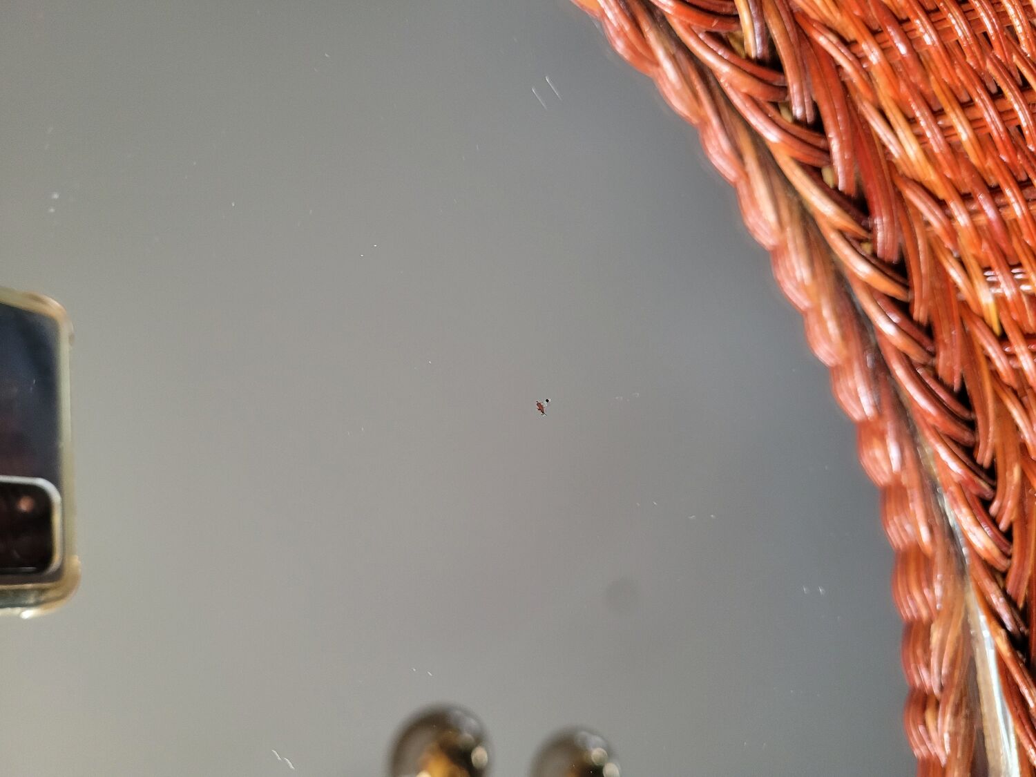 Vintage round rattan mirror