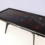 1950s Style Dining Table with Glass Top Lacquered by Enzio Wenk, Italy, 2019