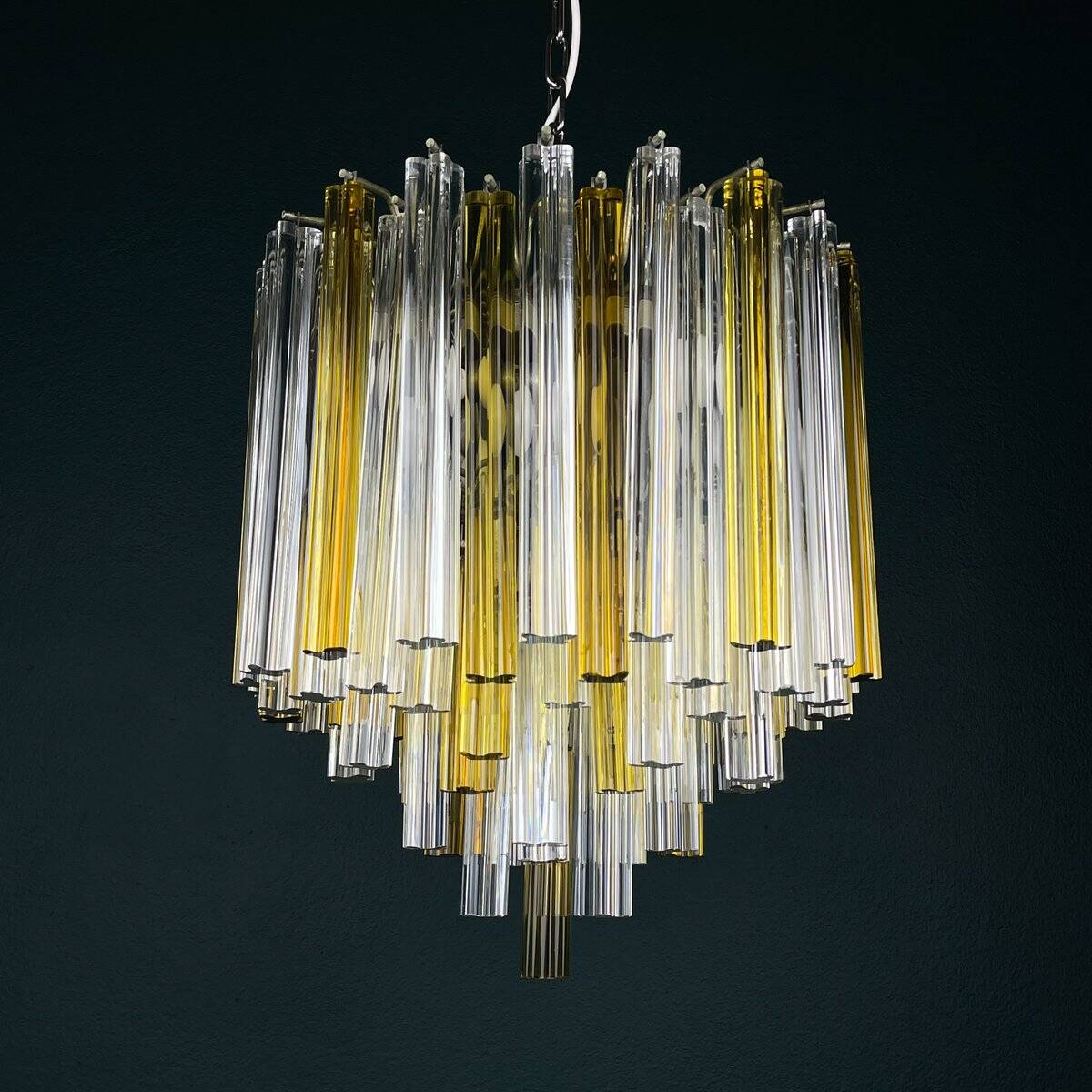 Crystal prism chandelier in Murano glass by Venini, 1970s.