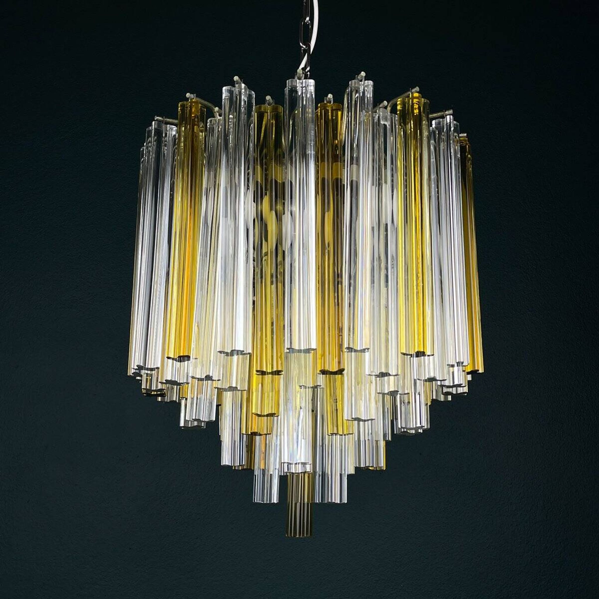 Crystal prism chandelier in Murano glass by Venini, 1970s.