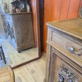 Saint Hubert oak cabinet with sculptures completely renovated