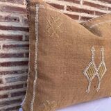Handmade Moroccan silk cushion cover, cactus pattern