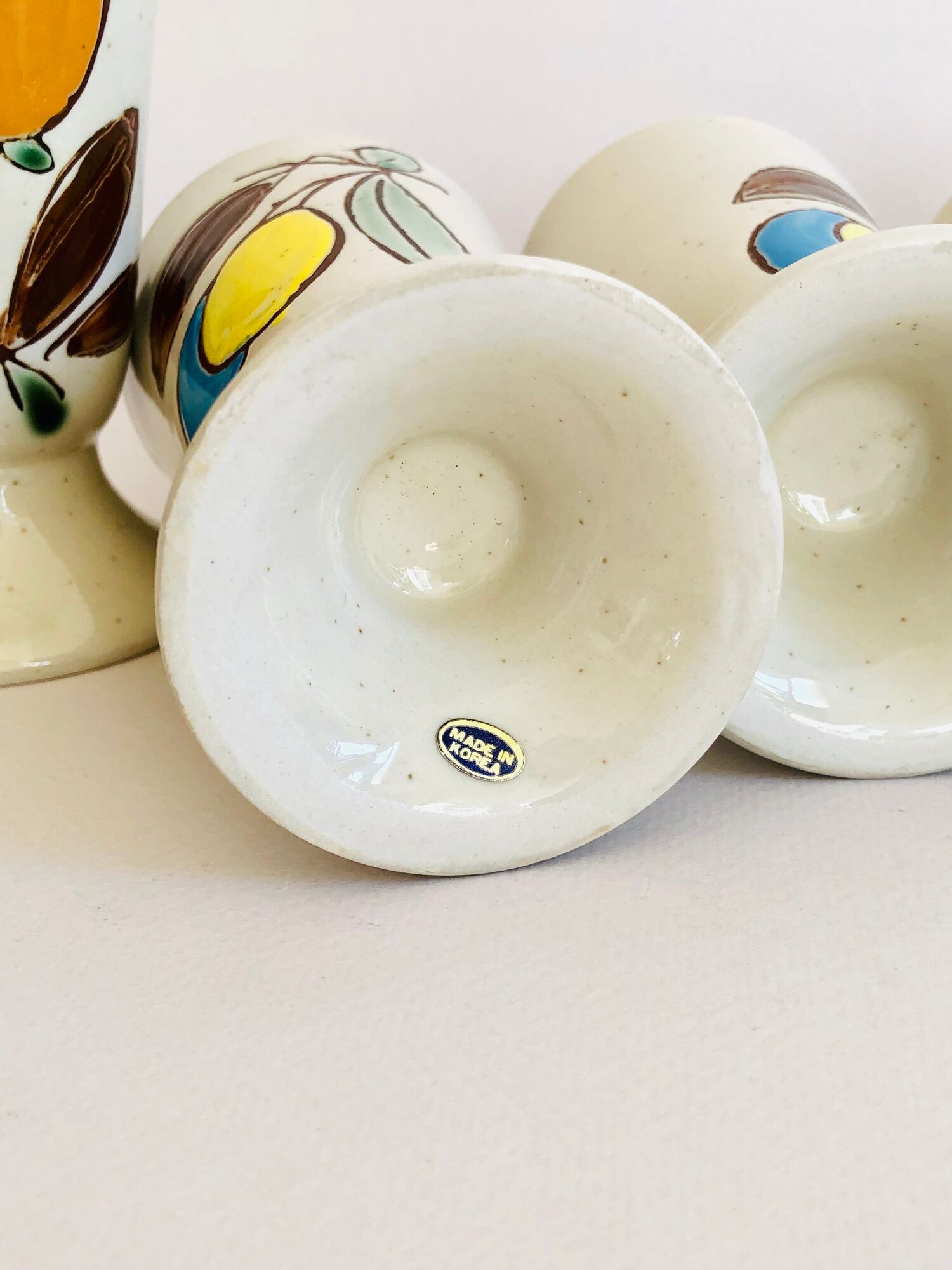 Set of 6 vintage Korean mazagrans in sandstone