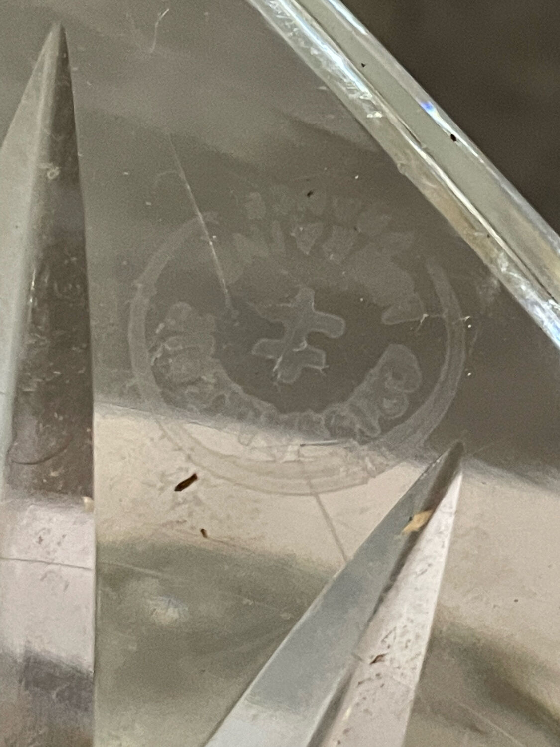 Diamond-cut crystal baluster vase with Lorraine cross