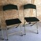Lot of 4 golden folding chairs green velvet