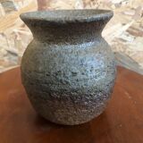 Ancien vase grès gris signé deco années 70 vintage