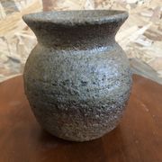 Ancien vase grès gris signé deco années 70 vintage