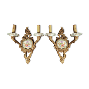 Paire d'appliques Louis - porcelaine