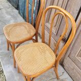 Pair of Thonet style bistro chairs in bentwood canework - 1930s