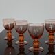 5 vintage pink stemmed antique glasses