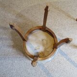 Table basse Ronde-Bois sculpté-Marbre blanc veiné-Style régence/louis XV