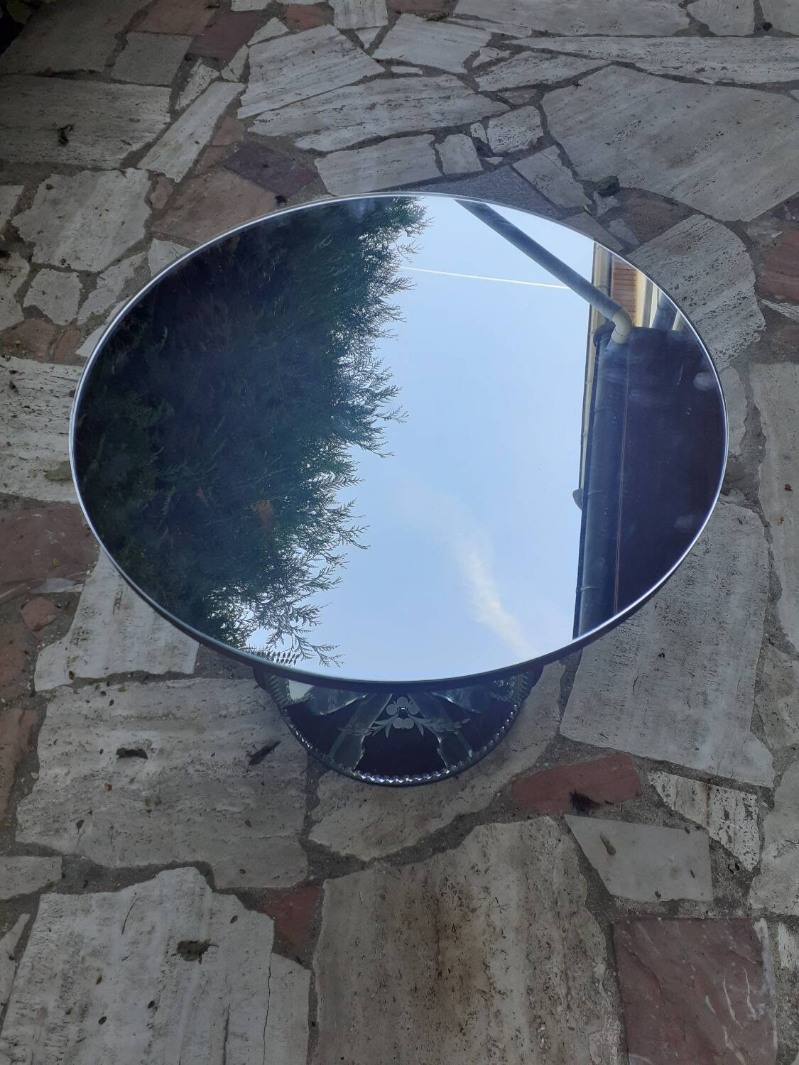 1930s mirrored pedestal table