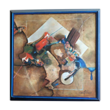 Oil on canvas contemporary work framed signed "mattevski" 1991
