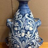 blue and white glazed earthenware vase circa 1900