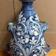 blue and white glazed earthenware vase circa 1900