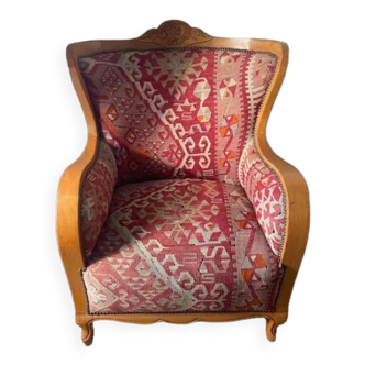 Fauteuil bergère kilim