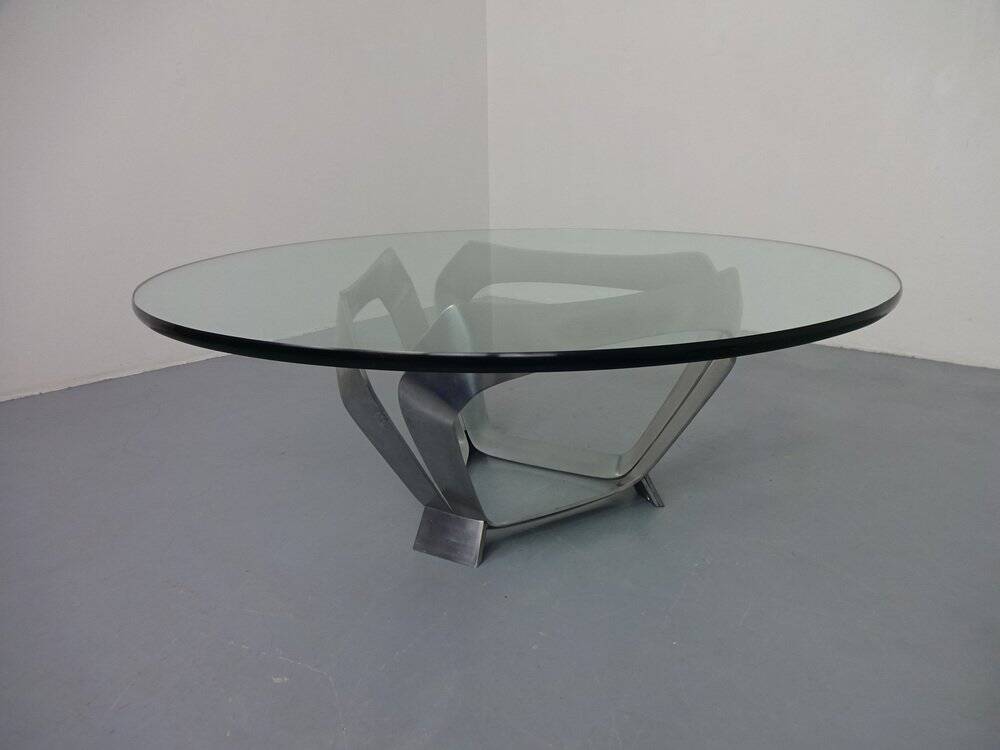 Glass coffee table by Knut Hesterberg for Ronald Schmitt, 1960s.