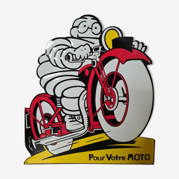 Plaque publicitaire michelin  moto en tôle sérigraphiée