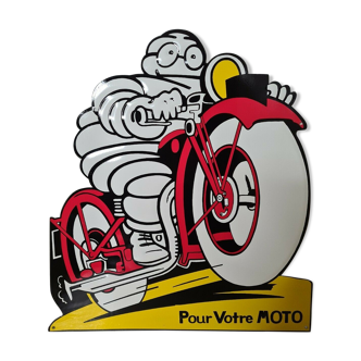 Advertising plate michelin motorcycle in screen-printed sheet metal