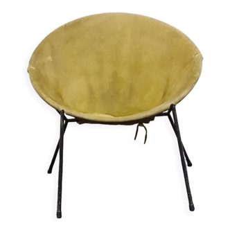 Chaise ballon pliant en cuir vintage