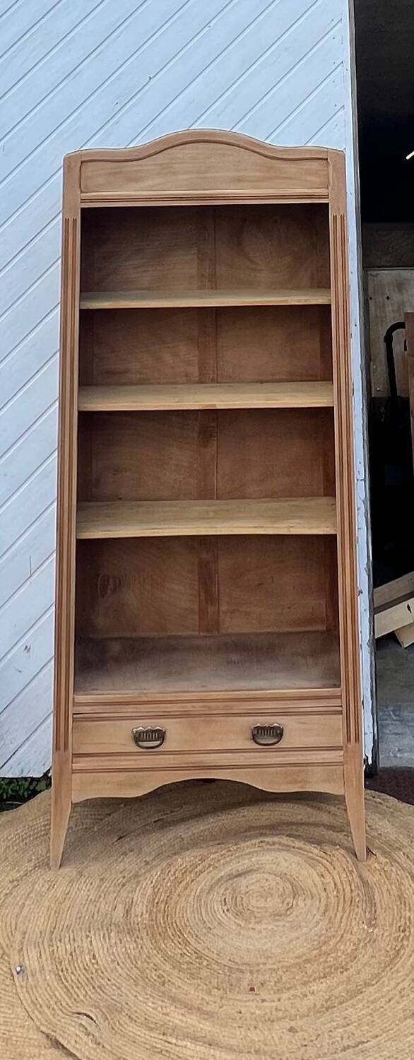 Vintage Parisian bookcase in raw wood - compass legs