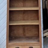 Vintage Parisian bookcase in raw wood - compass legs