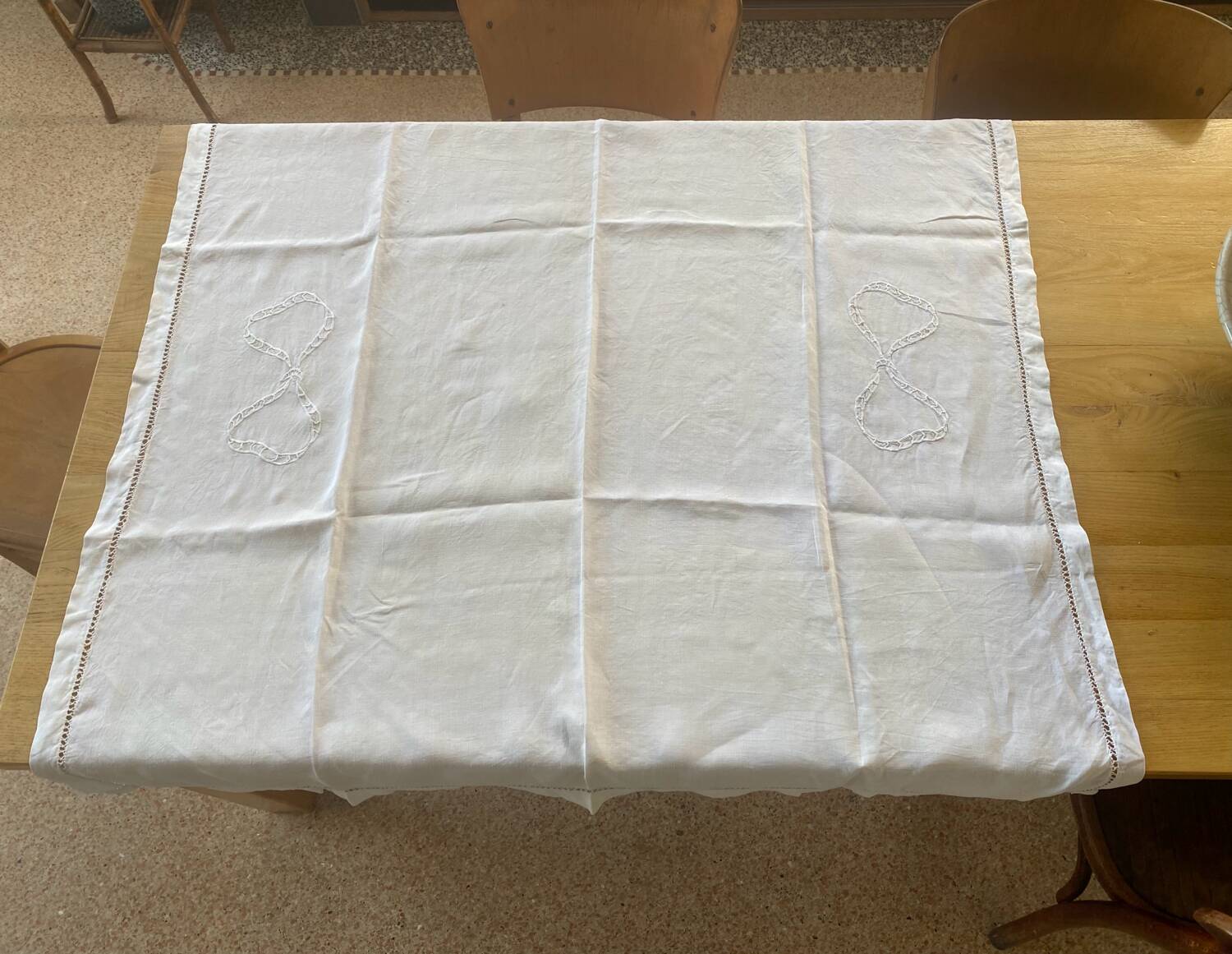 Embroidered linen tablecloth