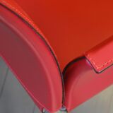 Set of 4 Zanotta armchairs in red leather