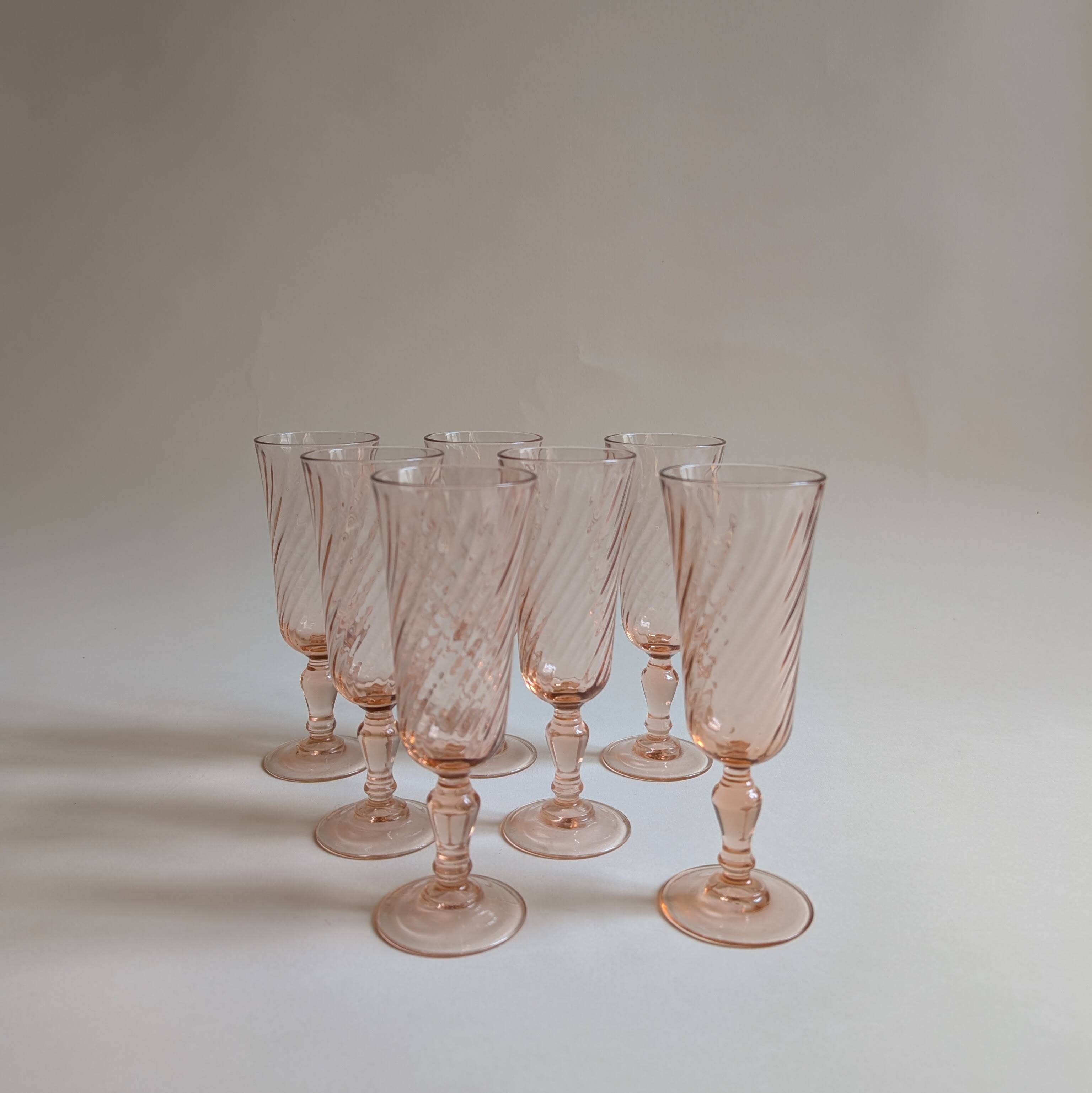 Flûtes Rosaline, Arcoroc France, années 70-80