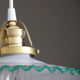 Suspension lampshade opaline flat vintage corrugated green edge