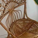 Vintage Peacock rattan armchair