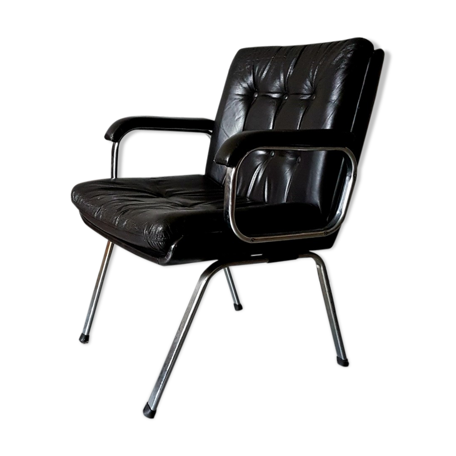 Chrome and black office armchair