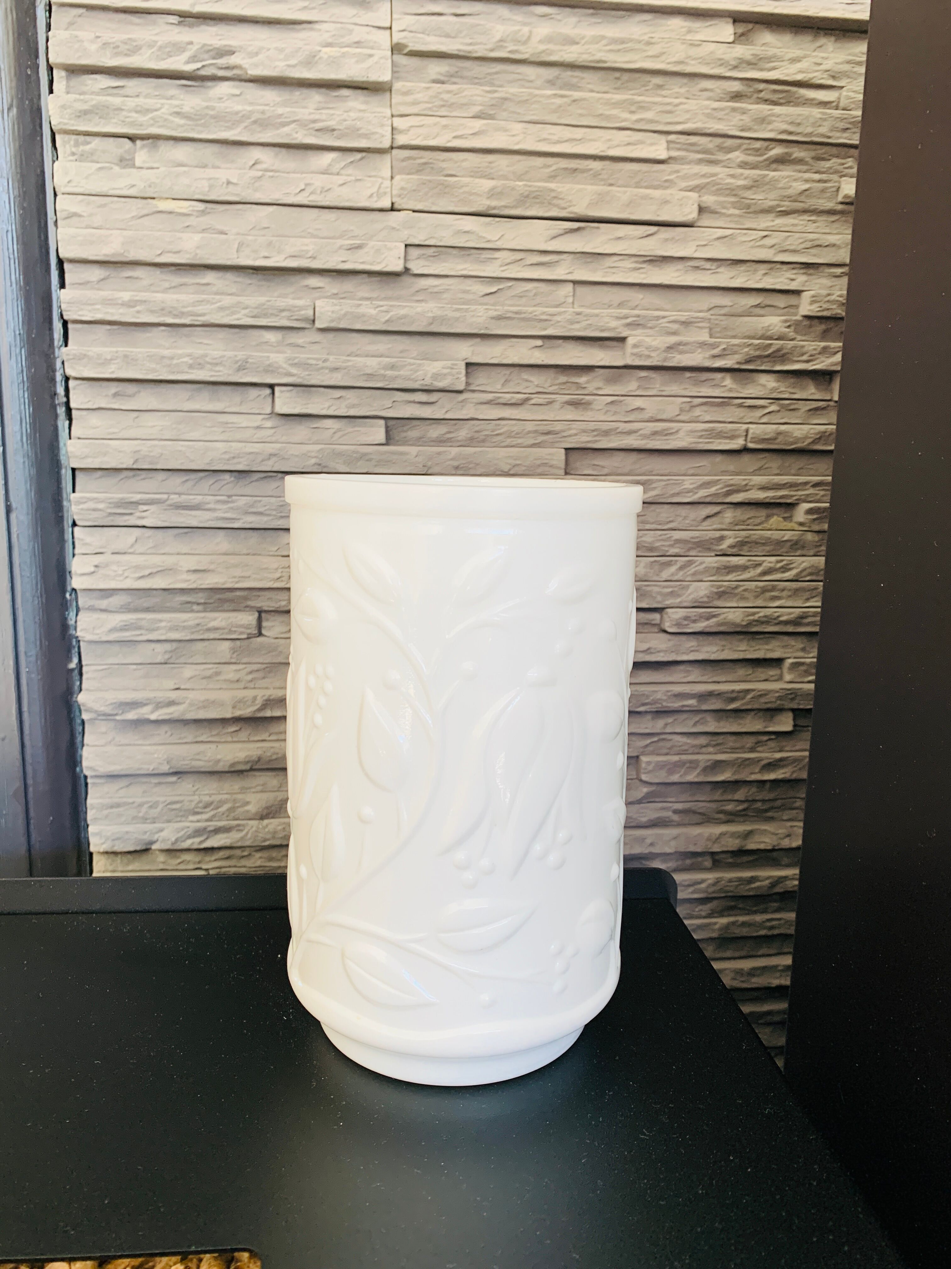 White vintage vase in opal glass