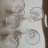 Set of five liqueur stemmed glasses