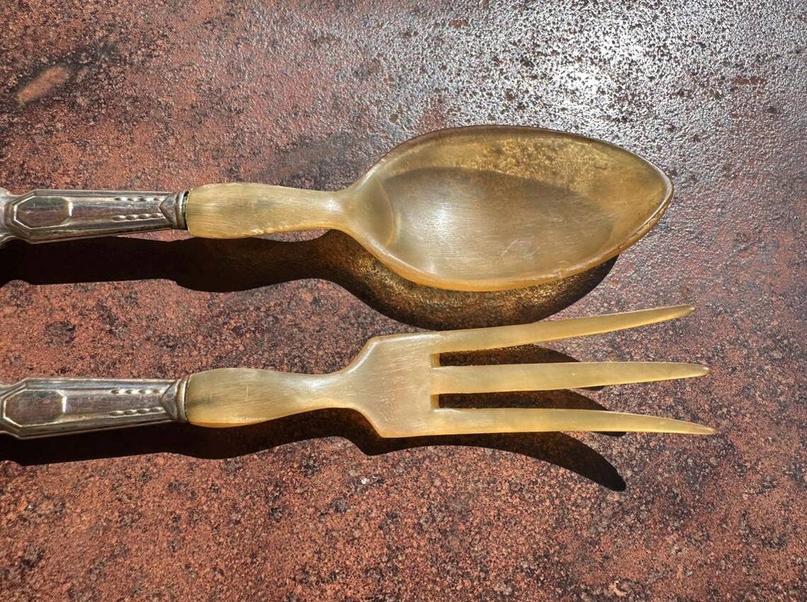 Antique Art Deco Salad Cutlery - Silver-Plated Handles