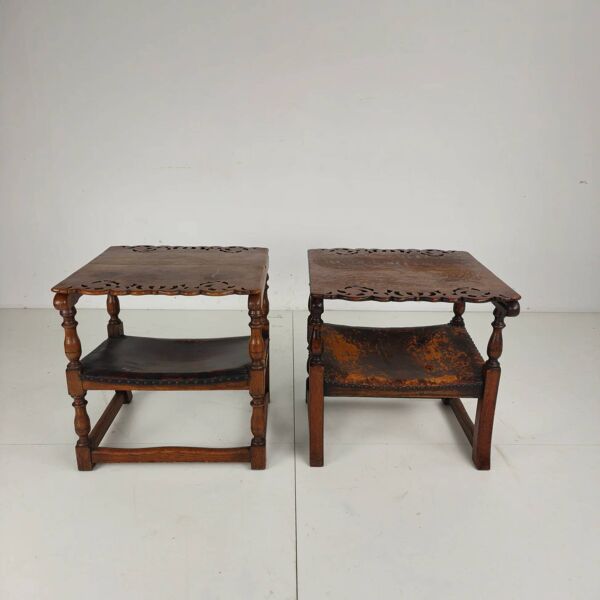 Pair of antique Jacobian monk chairs/tables by F. Parker & Sons Ltd.