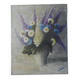 Oil painting on canvas floral composition still life bohemian countryside