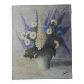 Tableau huile sur toile composition florale nature morte campagne bohème