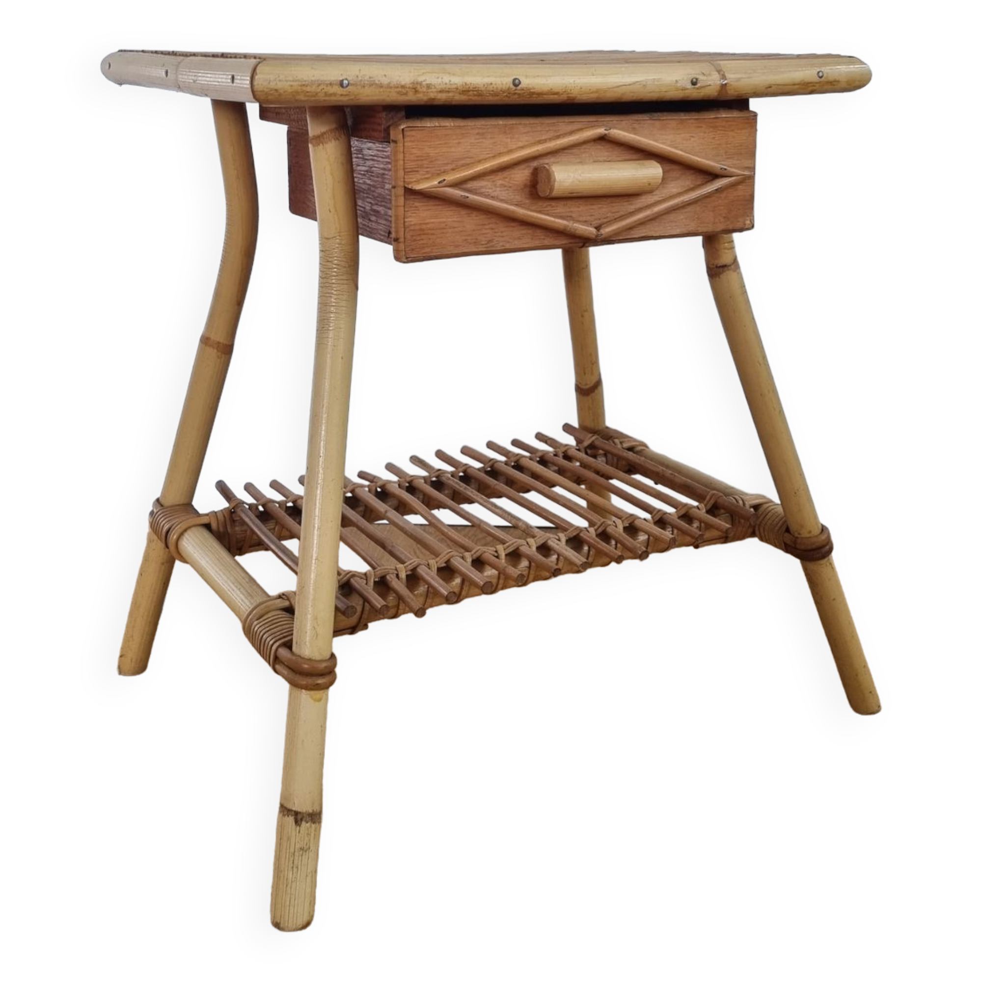 Vintage rattan bedside