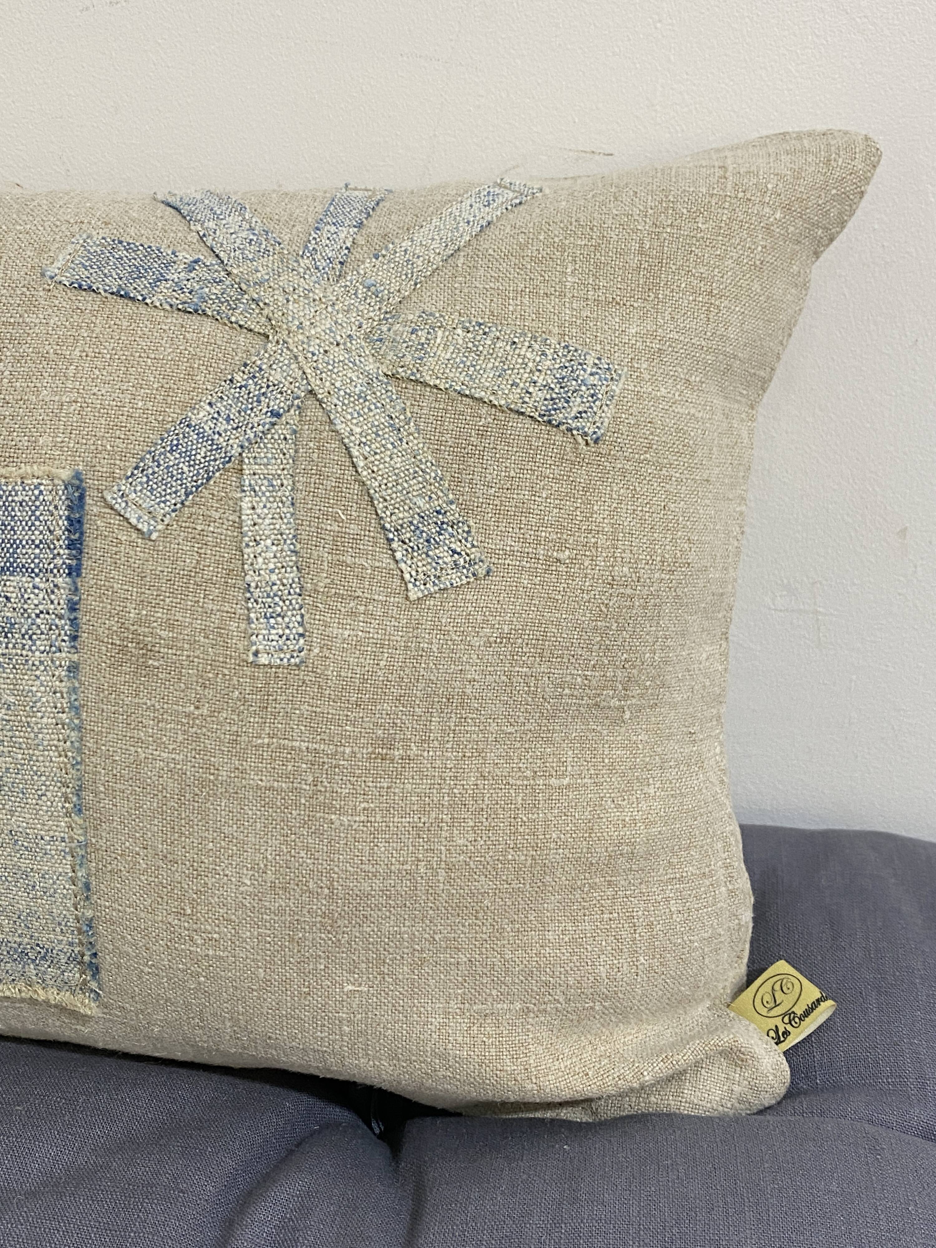 Handmade cushion in vintage fabric, Kilim style - Double-sided