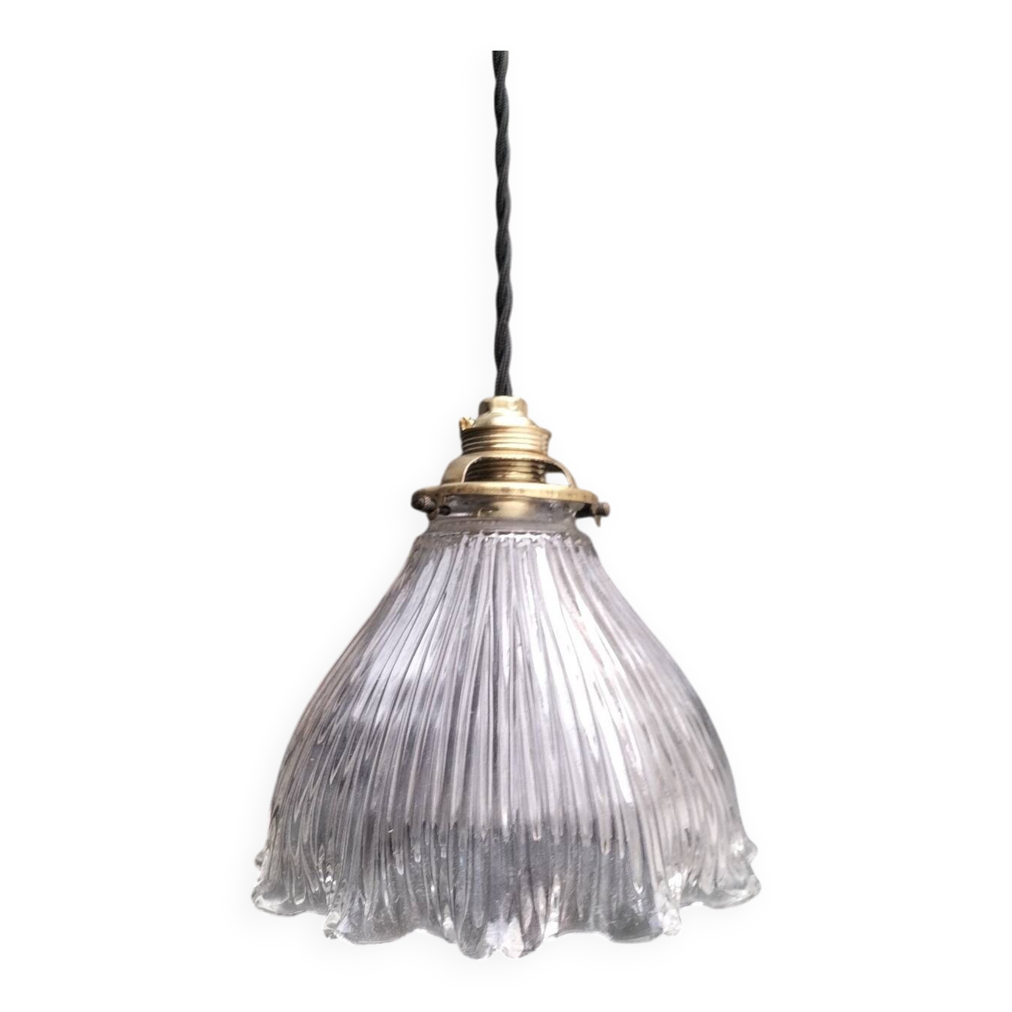 Holophane glass pendant light