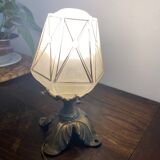 Art Deco bronze and glass table lamp