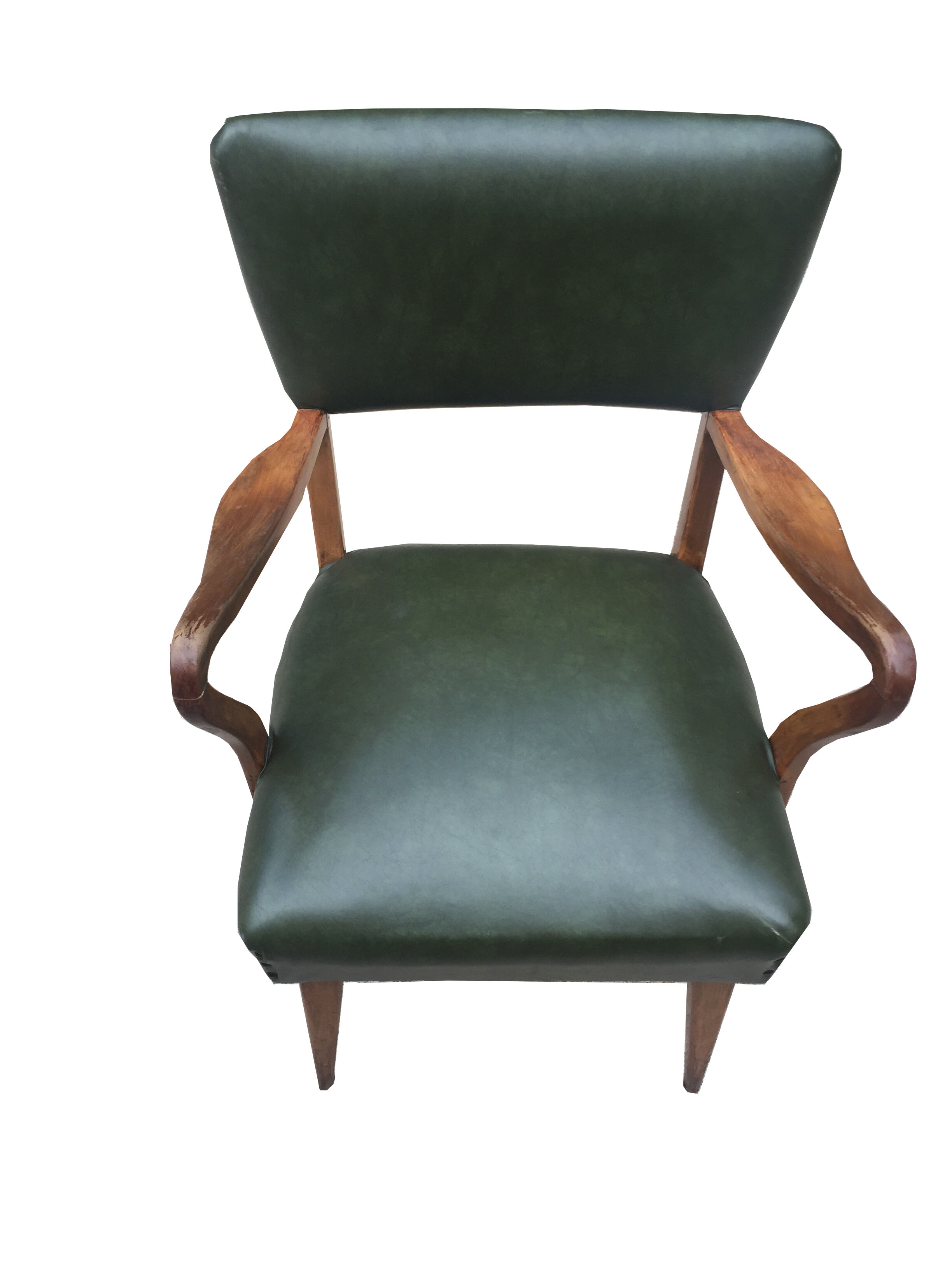 Fauteuil bas  en skaï vert bouteille