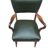 Chair low eighties in bottle green leatherette