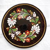 Drainer with plate, black varnished stoneware, popular art