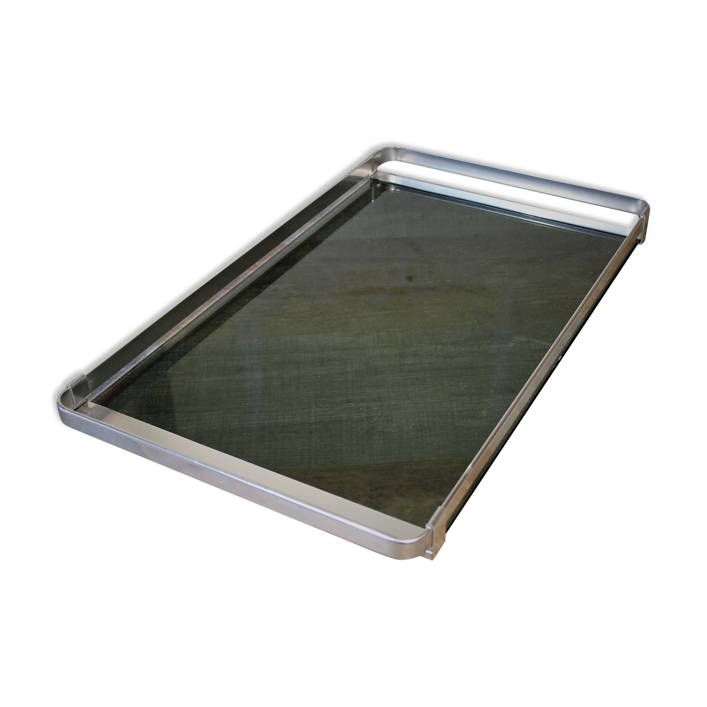 Metal plate & design glass Italian 1970