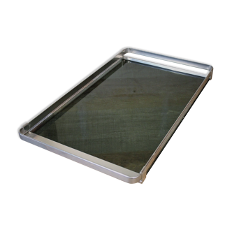 Plateau métal & verre design Italien 1970