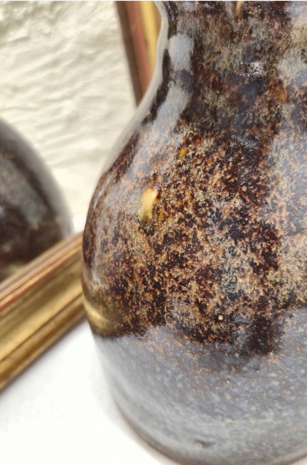 Pichet grès.de Puisaye vernissé brun