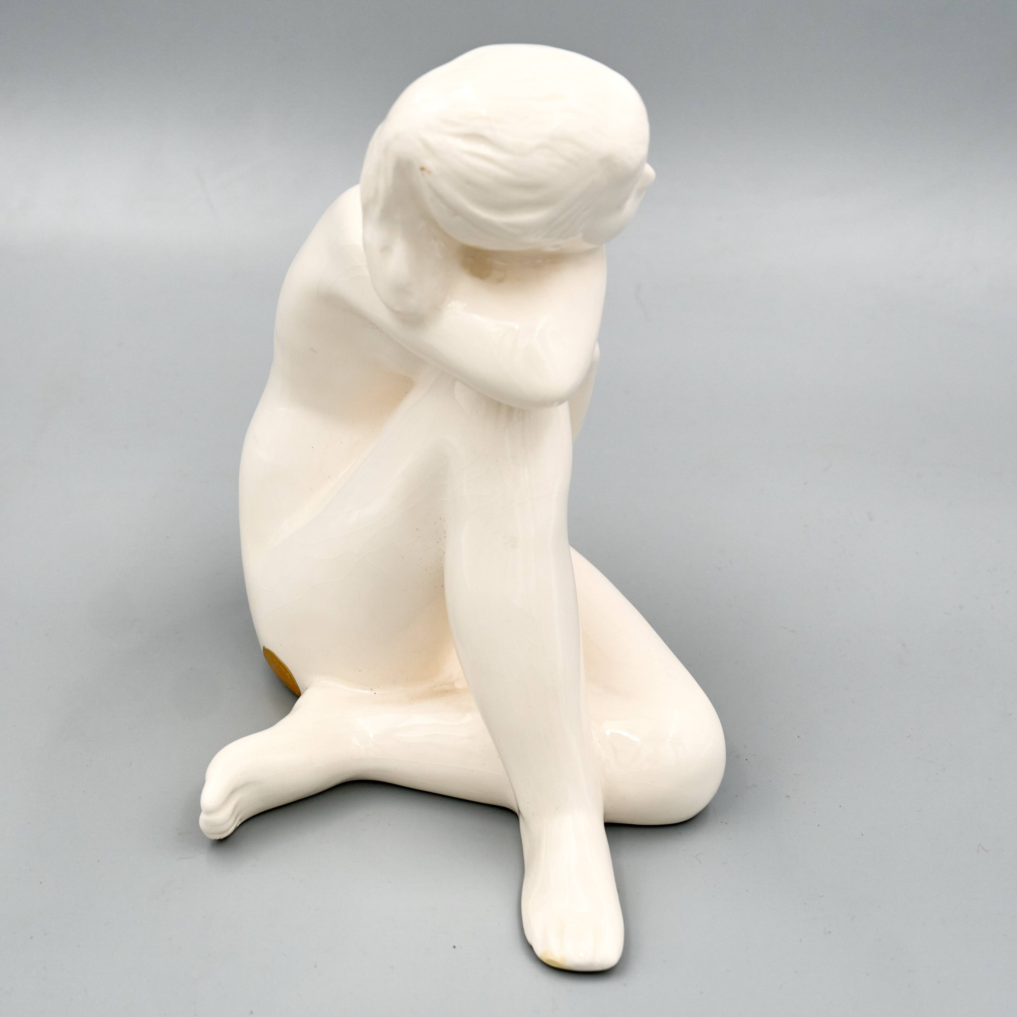 Ceramic Woman Figure, Jihokera Bechyně, 1960s Czechoslovakia