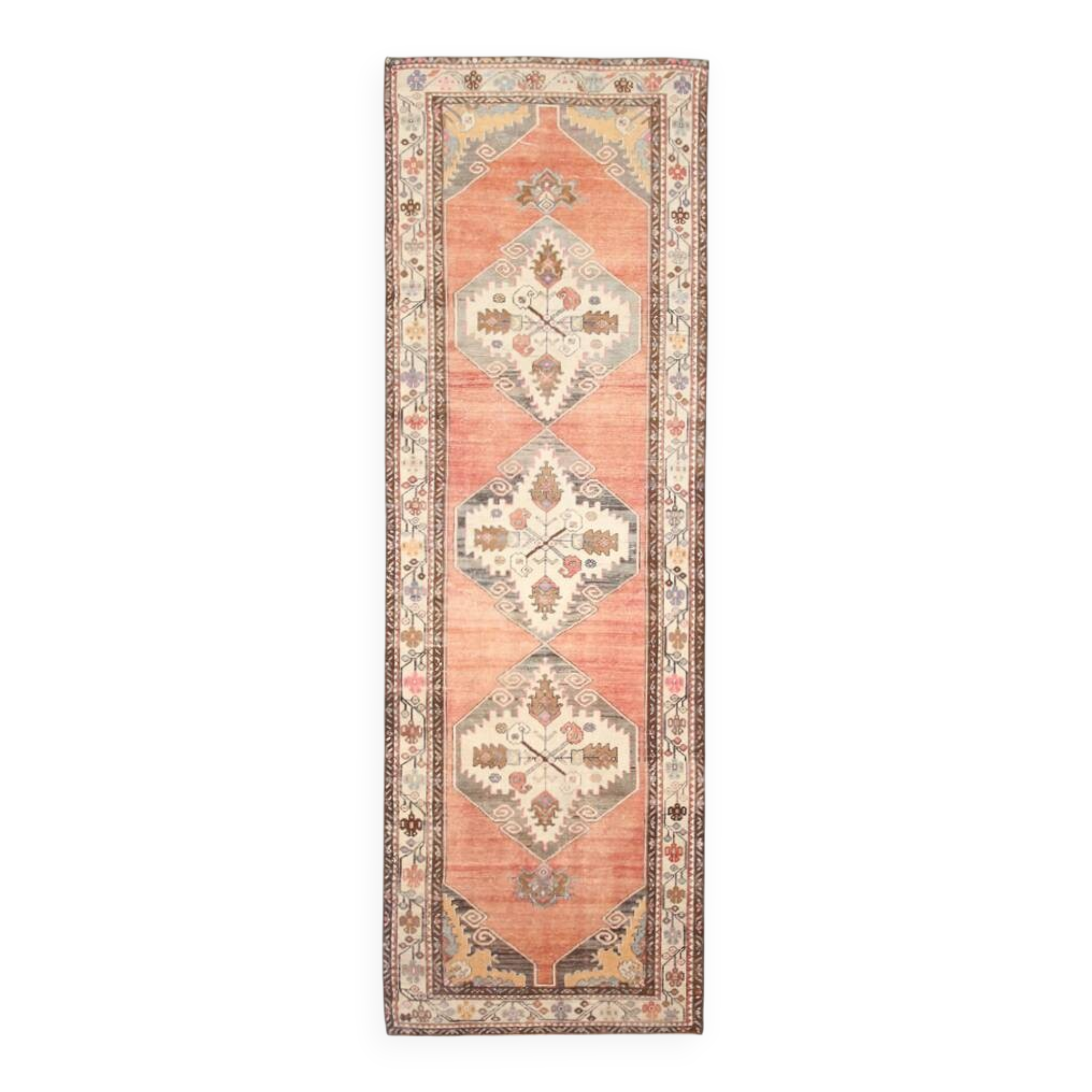 3x11 Red & Brown Persian Runner Rug, 107x336Cm